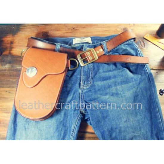 Leather bag patterns ACC-58 waist backpack pocket PDF instant download leathercraft patterns