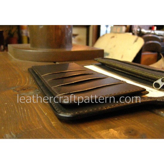 leather patterns long wallet pattern PDF LWP-04 leather craft leather working leather working patterns bag sewing