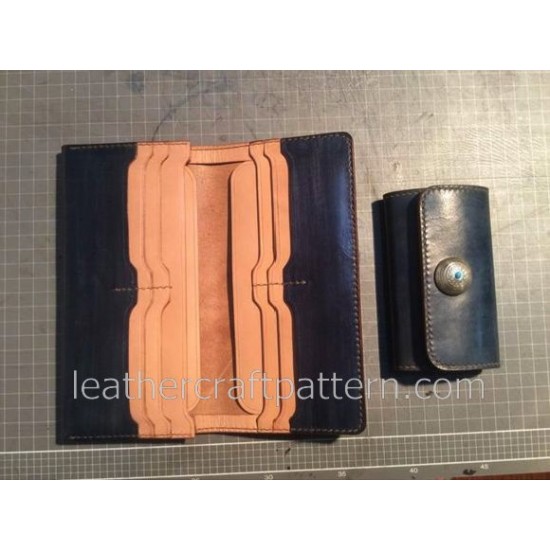 With instruction leather wallet patterns PDF insant download LWP-07 leathercraft patterns