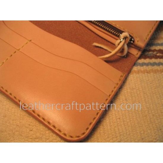 Leater wallet pattern long wallet pattern PDF LWP-17 leather craft leather working leather working patterns bag sewing