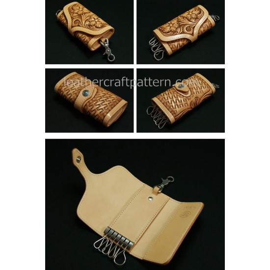 Leathercraft pattern, Key holder case pattern, PDF instant download, SLG-03, leather craft patterns, leather patterns, leather template