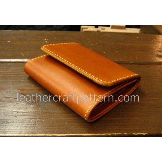 Leather wallet pattern, billfold pattern, short wallet pattern, pdf, SWP-03, leathercraft pattern, leather instruciton, leather bag patterns