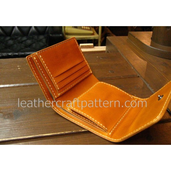 Leather wallet pattern, billfold pattern, short wallet pattern, pdf, SWP-03, leathercraft pattern, leather instruciton, leather bag patterns