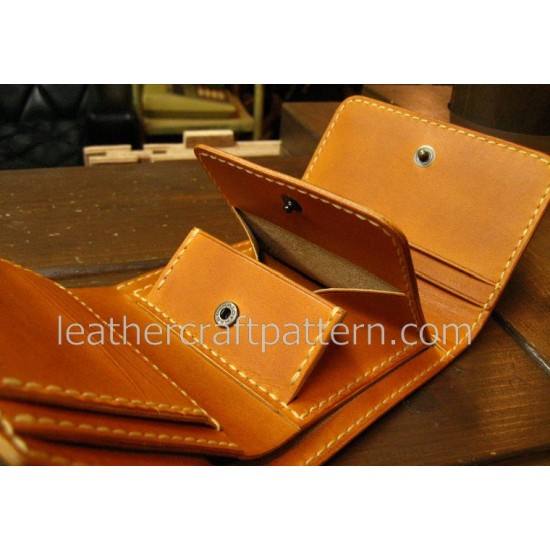 Leather wallet pattern, billfold pattern, short wallet pattern, pdf, SWP-03, leathercraft pattern, leather instruciton, leather bag patterns