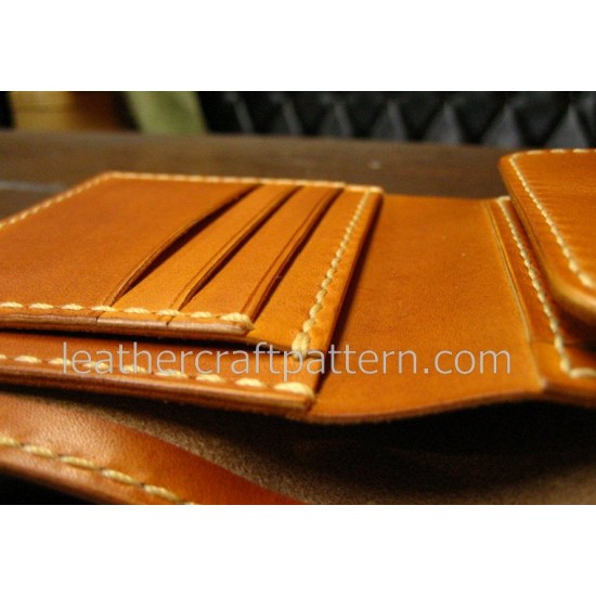 Leather wallet pattern, billfold pattern, short wallet pattern, pdf, SWP-03, leathercraft pattern, leather instruciton, leather bag patterns