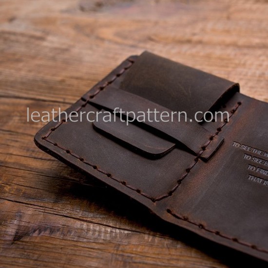 With instruction The Secret Life of Walter Mitty same style - leather short wallet pattern PDF instant download SWP-12