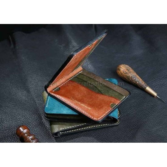 With instruction Leather short wallet leather billfold pattern pdf download SWP-31