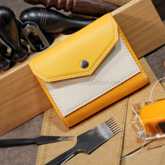 With 135 detailed pictures instruction leather triple fold wallet template leather short wallet pattern pdf download SWP-35 With 135 detailed pictures instruction leather triple fold wallet template leather short wallet pattern pdf download SWP-35