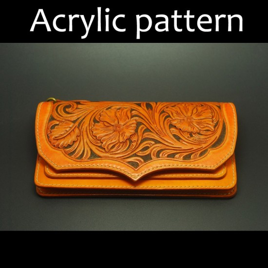 Laser cut Acrylic template, PMMA pattern, leathercraft long wallet template, with carving pattern, A-17 Laser cut Acrylic template, PMMA pattern, leathercraft long wallet template, with carving pattern, A-17