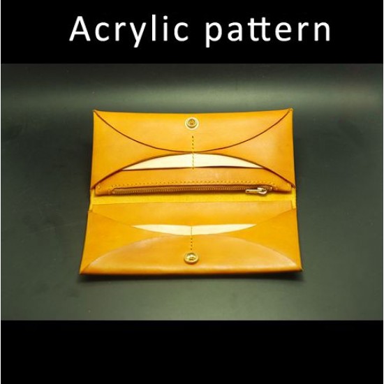 With instruction - Laser cut Acrylic template, PMMA pattern, long wallet template, A-91