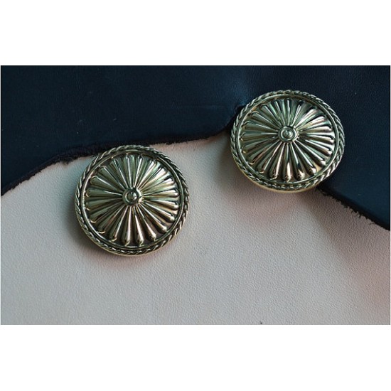 leather ornament Concho button - Copper Chrysanthemum button- wallet Accessory - Key Hook- Leathercraft Supplies- Leather craft Ornament
