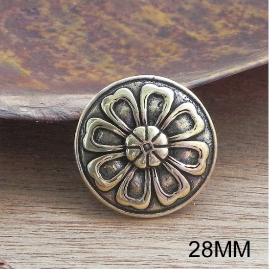 Concho button -copper flower button- wallet Accessory - Key Hook- Leathercraft Supplies- Leather craft Ornament