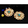 Leather concho, flower calaite button, leather supplies, leather wallet ornament