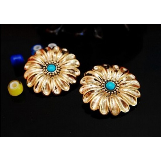 Leather concho, flower calaite button, leather supplies, leather wallet ornament