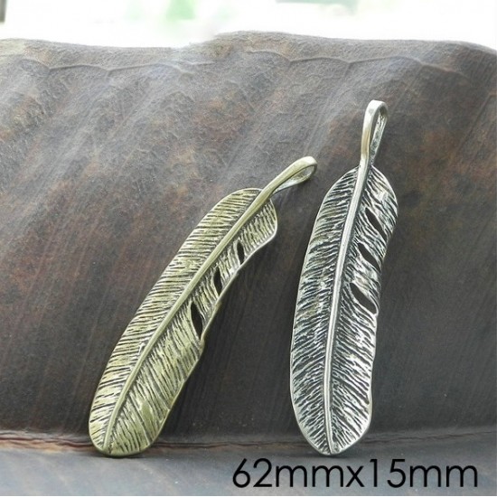 leather ornament pendant, leather traveler notebook decoration feather