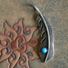 leather ornament pendant, leather traveler notebook decoration, calaite feather leather ornament pendant, leather traveler notebook decoration, calaite feather