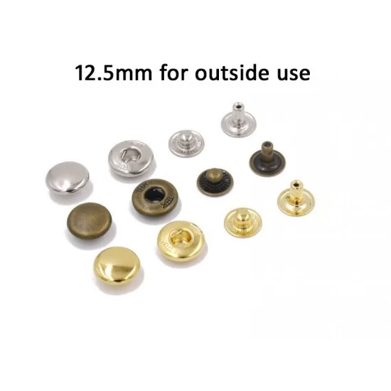 THK brass spring snaps, 12.5mm for outside and inside use