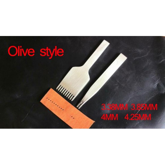 World debut- 3.38MM, 3.85MM, 4MM, 4.25MM Olive style chisel, Leathercraft Pricking Iron Tool