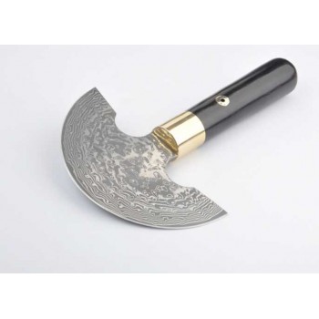 Round knife, leathercraft cutting knife, leathercraft tool, Damascus steel, No.4