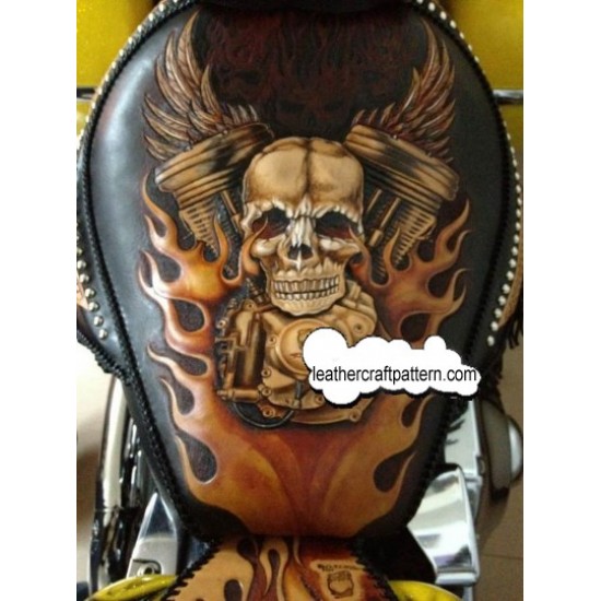 Leathercraft Pattern Harley Davidson motorcycle DZXX-38 Leather tooling pattern Leather Pattern Leather Carving leather tools