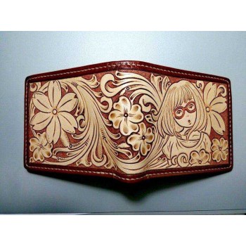 Sheridan with girl short wallet tooling pattern, leathercraft pattern, PDF instant download pattern