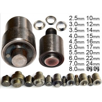 Eyelet installer dies for installer machine, grommet