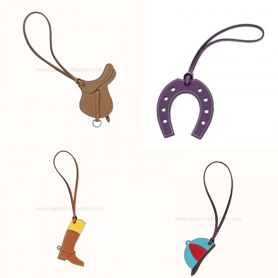 4 in 1 - Hermes Paddock Selle Bombe Boot Horseshoe pattern SLG-92, PDF instant download Petit H charm